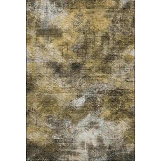 Coffee Gray And Ivory Abstract Washable Area Rug With UV Protection Photo 2