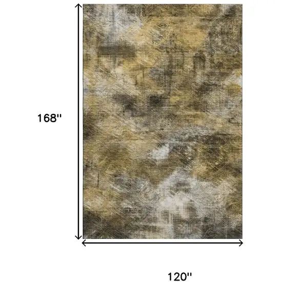 Coffee Gray And Ivory Abstract Washable Area Rug With UV Protection Photo 3