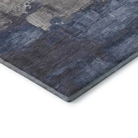 Coffee Green And Blue Abstract Washable Area Rug With UV Protection Photo 5