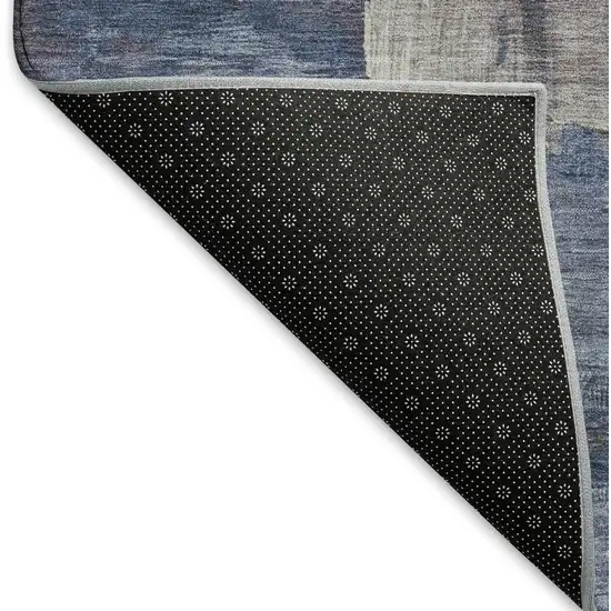 Coffee Green And Blue Abstract Washable Area Rug With UV Protection Photo 4