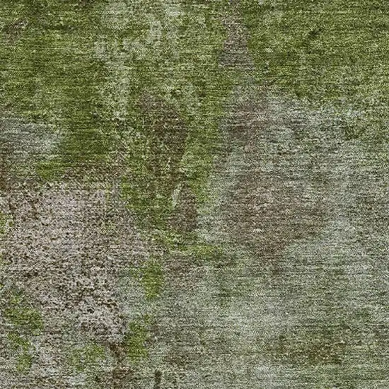 Coffee Green And Taupe Abstract Washable Area Rug With UV Protection Photo 2