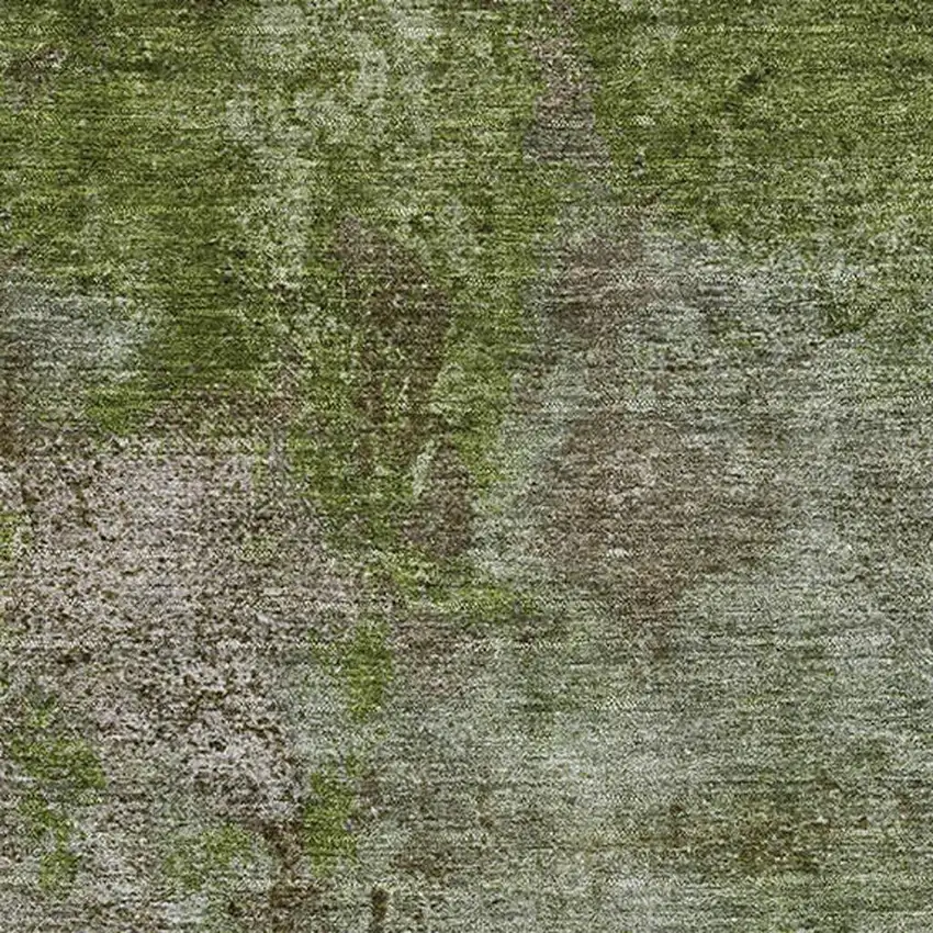 Coffee Green And Taupe Abstract Washable Area Rug With UV Protection Photo 2
