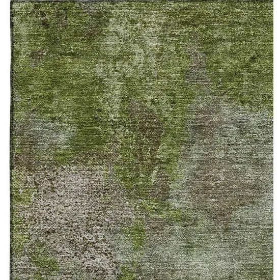 Coffee Green And Taupe Abstract Washable Area Rug With UV Protection Photo 2