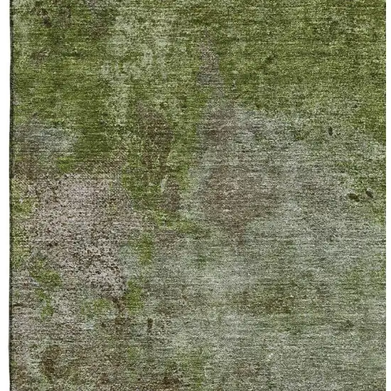 Coffee Green And Taupe Abstract Washable Area Rug With UV Protection Photo 3