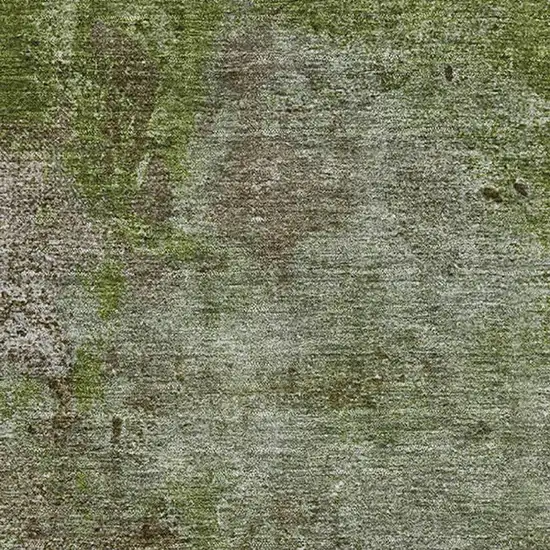 Coffee Green And Taupe Abstract Washable Area Rug With UV Protection Photo 2