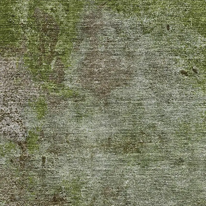 Coffee Green And Taupe Abstract Washable Area Rug With UV Protection Photo 2