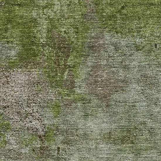 Coffee Green And Taupe Abstract Washable Area Rug With UV Protection Photo 2
