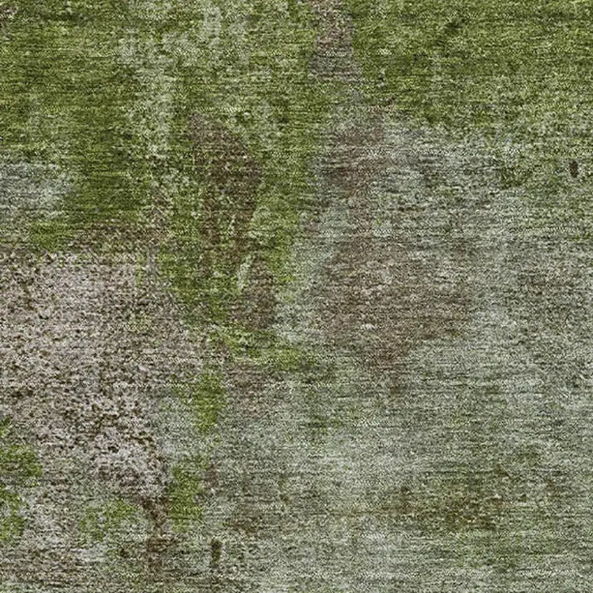 Coffee Green And Taupe Abstract Washable Area Rug With UV Protection Photo 2