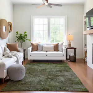 Photo of Coffee Green And Taupe Abstract Washable Area Rug With UV Protection