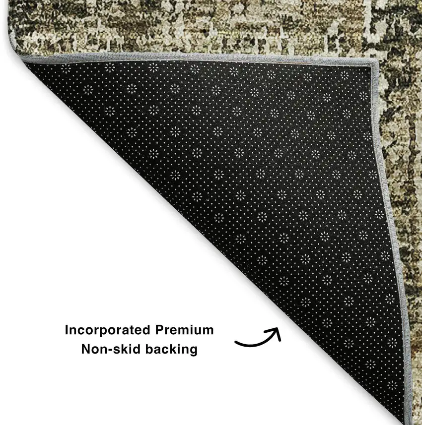 Coffee Ivory And Gold Floral Washable Area Rug With UV Protection Photo 5