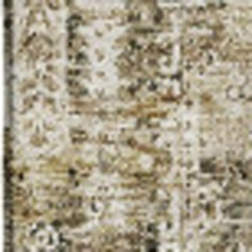 Coffee Ivory And Gold Floral Washable Area Rug With UV Protection Photo 3