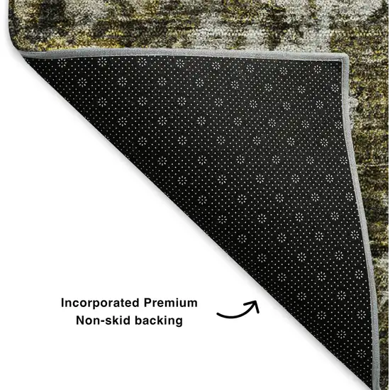 Coffee Ivory And Gold Oriental Washable Area Rug With UV Protection Photo 6