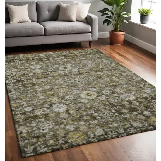 Coffee Ivory And Gold Oriental Washable Area Rug With UV Protection Photo 2