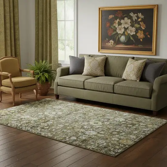 Coffee Ivory And Gold Oriental Washable Area Rug With UV Protection Photo 1