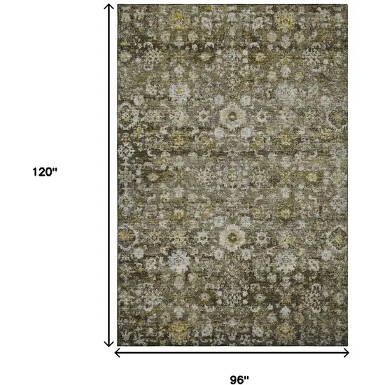 Coffee Ivory And Gold Oriental Washable Area Rug With UV Protection Photo 9