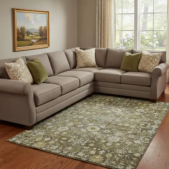 Coffee Ivory And Gold Oriental Washable Area Rug With UV Protection Photo 1