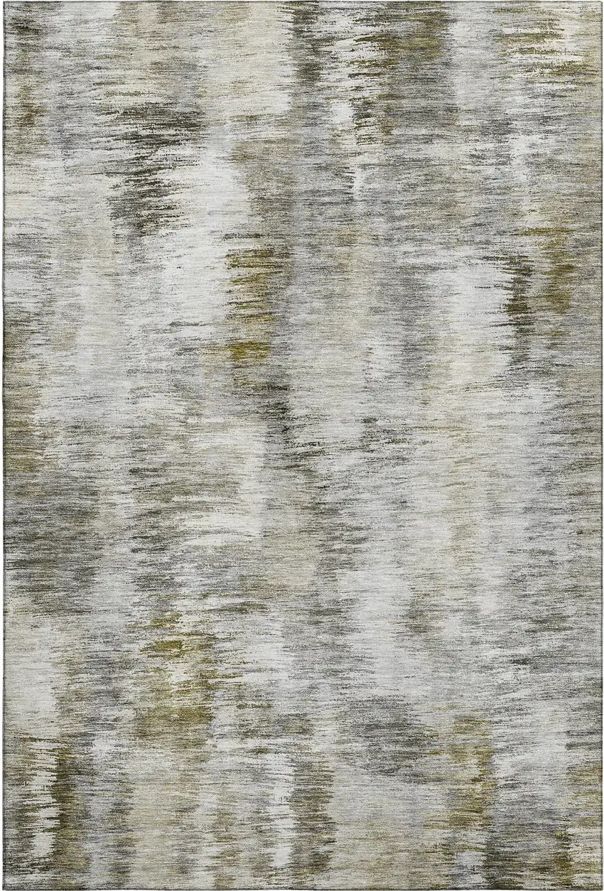 Coffee Ivory And Gray Abstract Washable Area Rug With UV Protection Photo 5