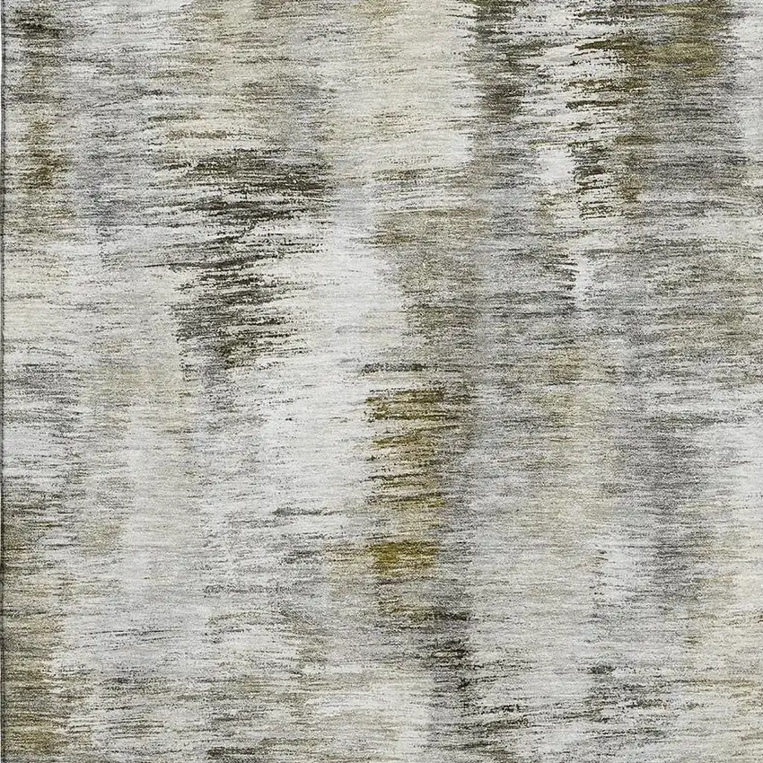 Coffee Ivory And Gray Abstract Washable Area Rug With UV Protection Photo 4