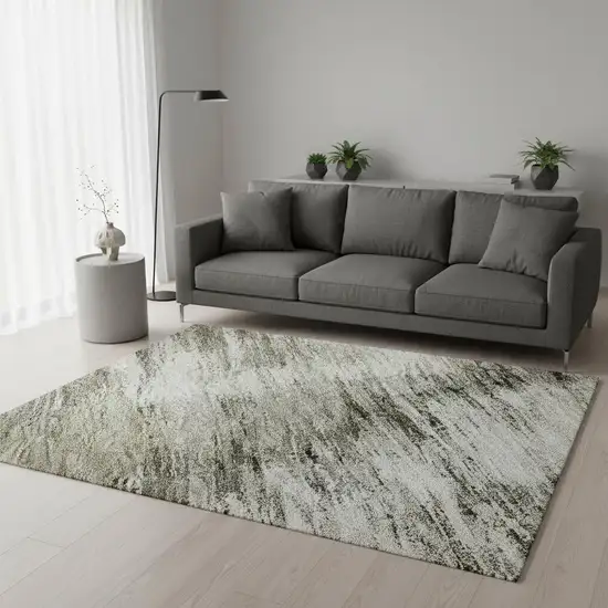 Coffee Ivory And Gray Abstract Washable Area Rug With UV Protection Photo 2