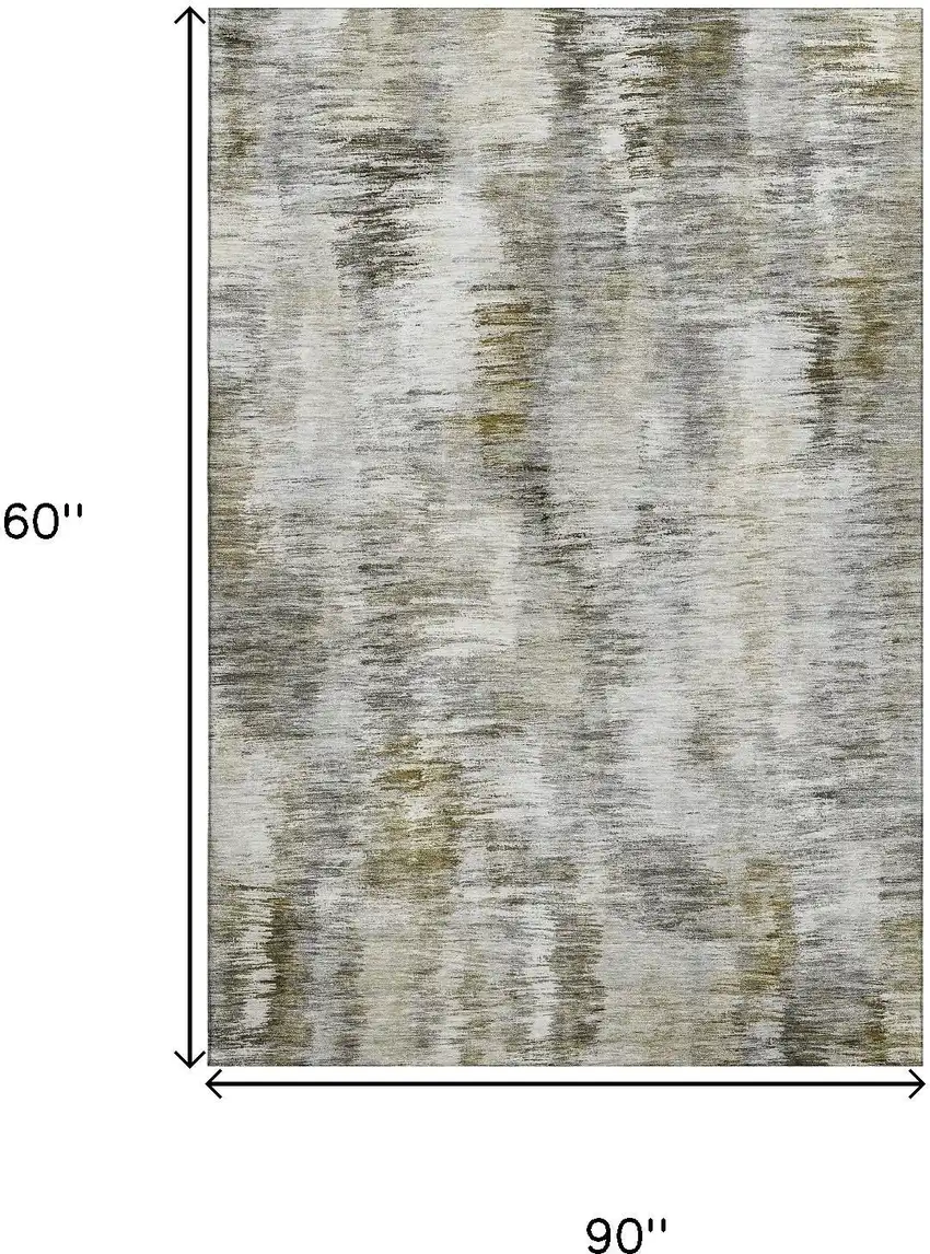 Coffee Ivory And Gray Abstract Washable Area Rug With UV Protection Photo 3