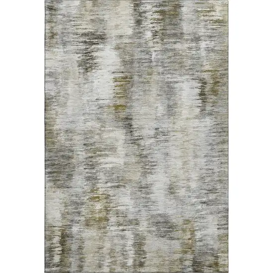 Coffee Ivory And Gray Abstract Washable Area Rug With UV Protection Photo 5