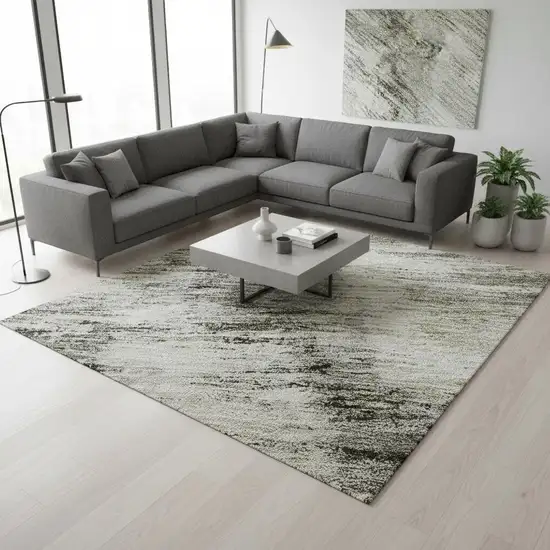 Coffee Ivory And Gray Abstract Washable Area Rug With UV Protection Photo 2