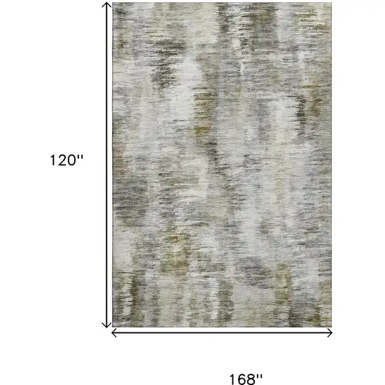 Coffee Ivory And Gray Abstract Washable Area Rug With UV Protection Photo 3