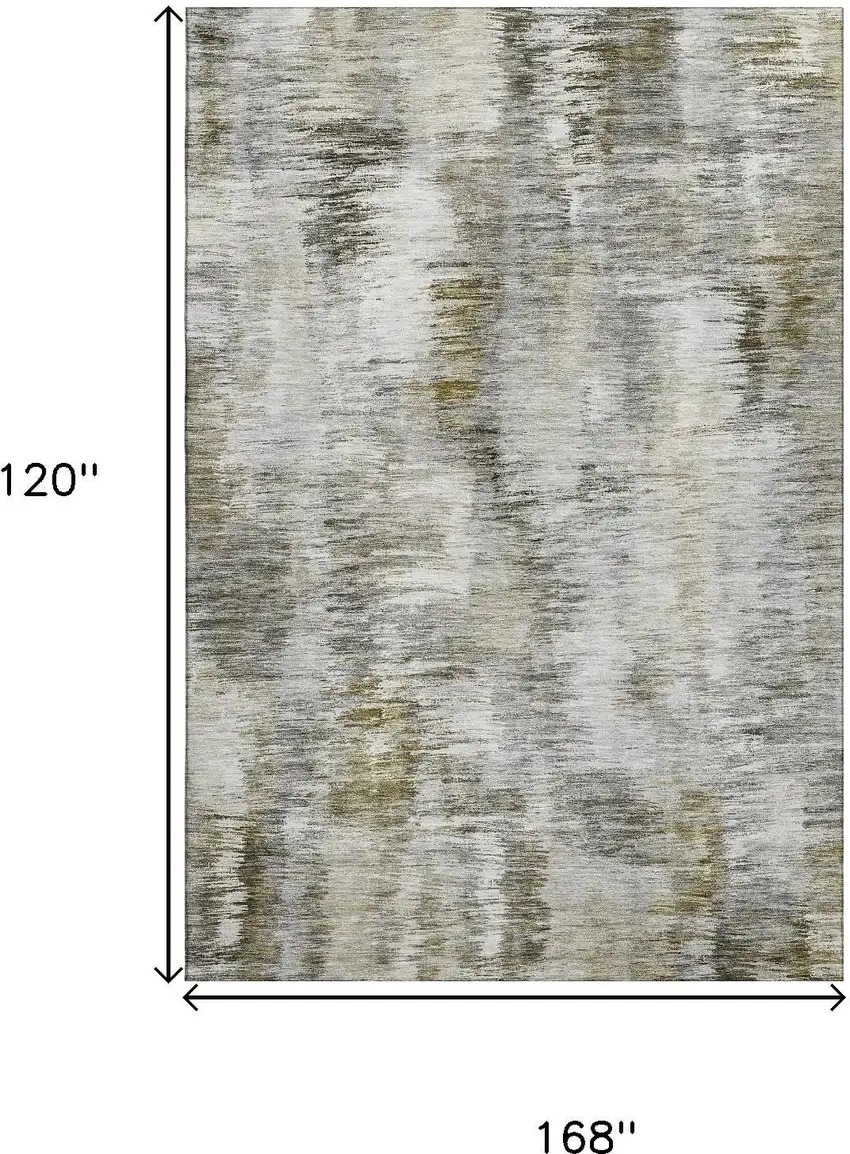 Coffee Ivory And Gray Abstract Washable Area Rug With UV Protection Photo 3