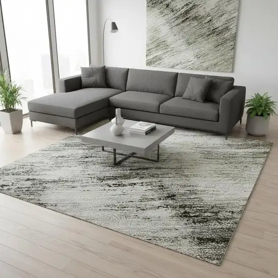 Coffee Ivory And Gray Abstract Washable Area Rug With UV Protection Photo 2