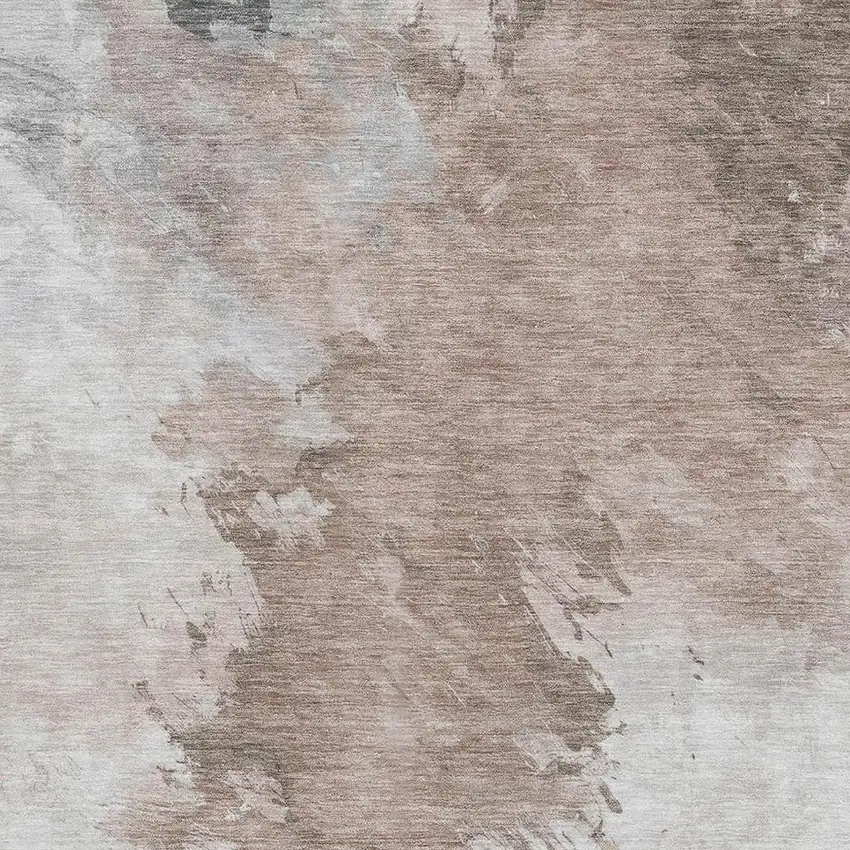 Coffee Ivory And Gray Abstract Washable Area Rug With UV Protection Photo 2