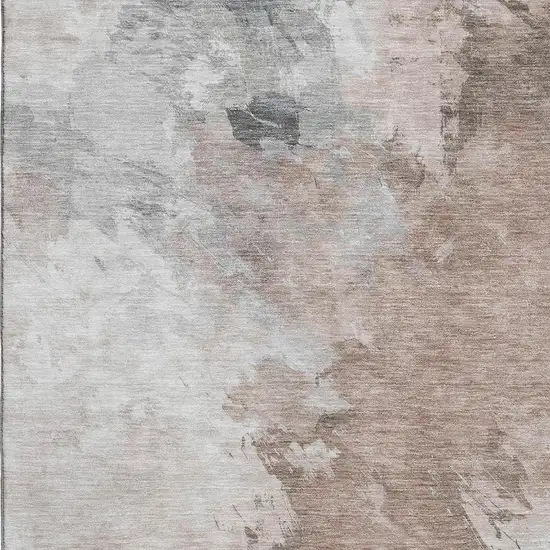 Coffee Ivory And Gray Abstract Washable Area Rug With UV Protection Photo 2