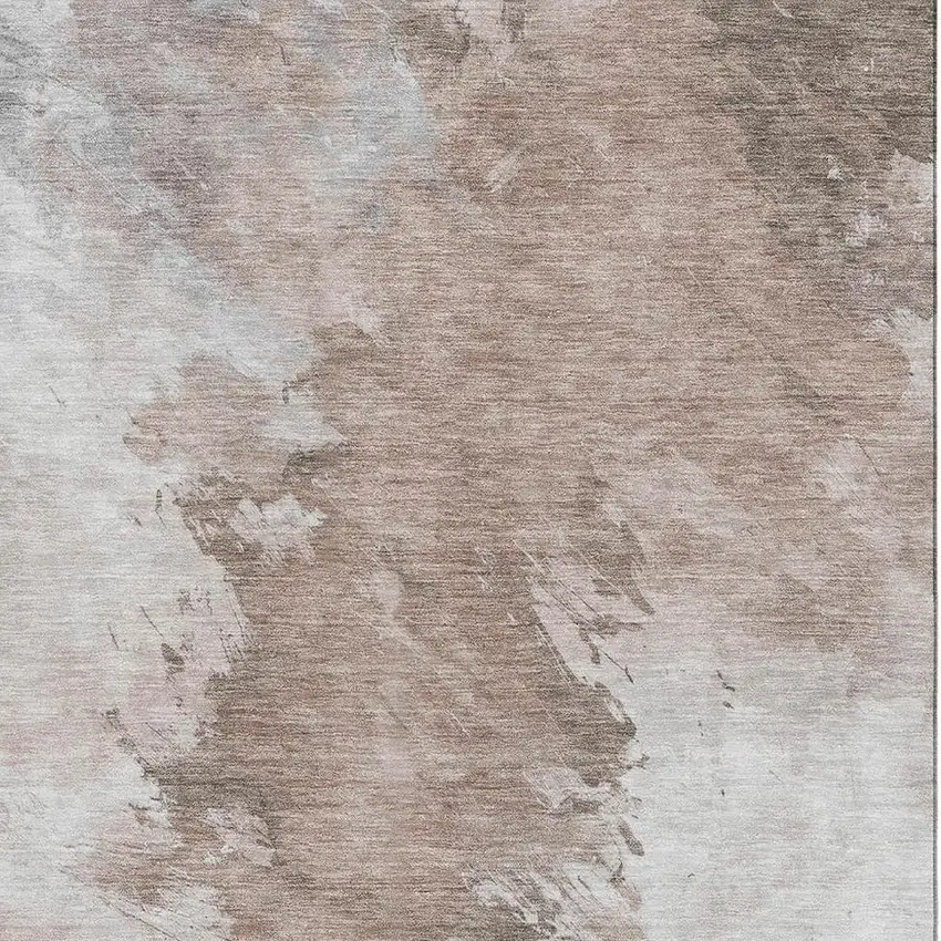 Coffee Ivory And Gray Abstract Washable Area Rug With UV Protection Photo 2