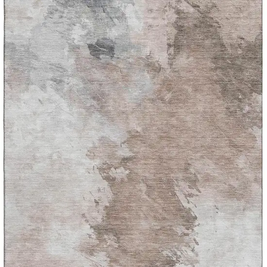 Coffee Ivory And Gray Abstract Washable Area Rug With UV Protection Photo 3