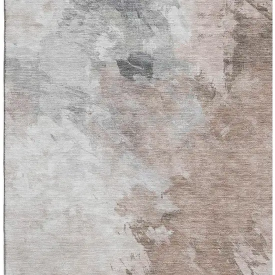 Coffee Ivory And Gray Abstract Washable Area Rug With UV Protection Photo 2