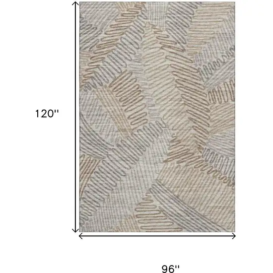 Coffee Ivory And Gray Botanical Leaves Washable Area Rug With UV Protection Photo 3