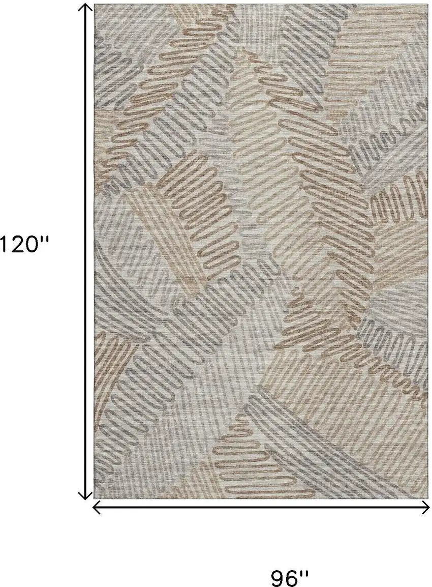 Coffee Ivory And Gray Botanical Leaves Washable Area Rug With UV Protection Photo 3