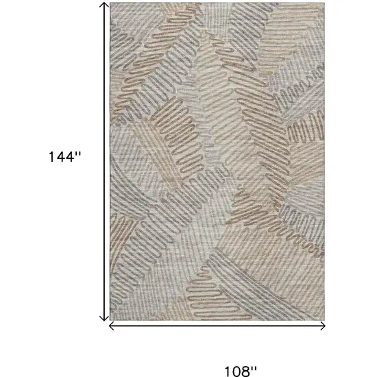 Coffee Ivory And Gray Botanical Leaves Washable Area Rug With UV Protection Photo 3