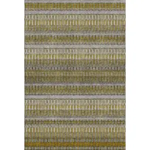 Photo of Coffee Ivory And Gray Striped Washable Area Rug With UV Protection