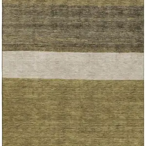 Photo of Coffee Ivory And Gray Striped Washable Area Rug With UV Protection