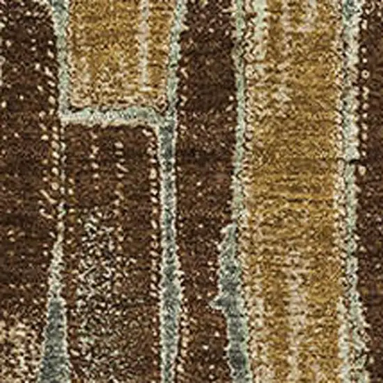 Coffee Ivory And Taupe Striped Washable Area Rug With UV Protection Photo 3