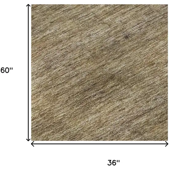 Coffee Ivory And Taupe Striped Washable Area Rug With UV Protection Photo 8