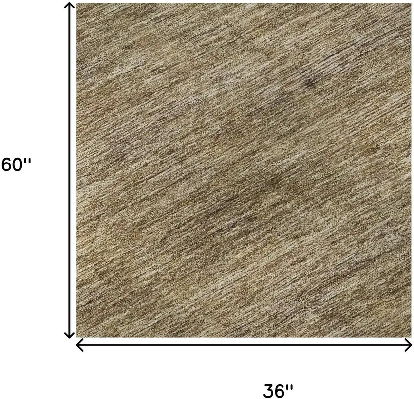 Coffee Ivory And Taupe Striped Washable Area Rug With UV Protection Photo 8