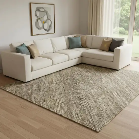 Coffee Ivory And Taupe Striped Washable Area Rug With UV Protection Photo 2