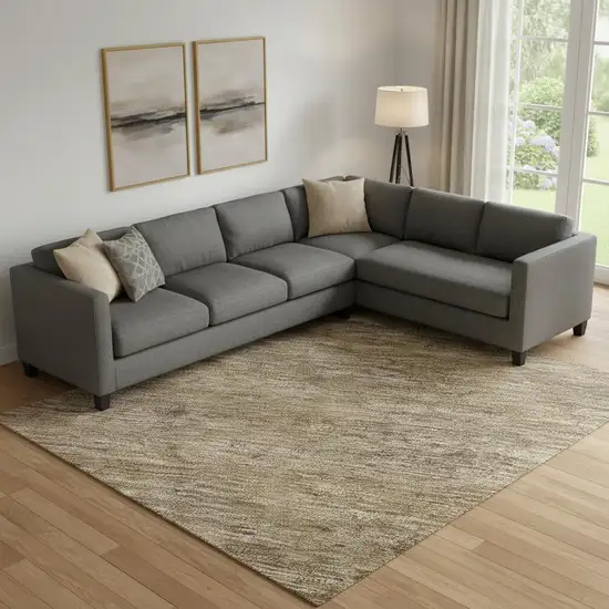 Coffee Ivory And Taupe Striped Washable Area Rug With UV Protection Photo 2