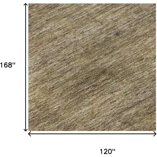 Coffee Ivory And Taupe Striped Washable Area Rug With UV Protection Photo 8