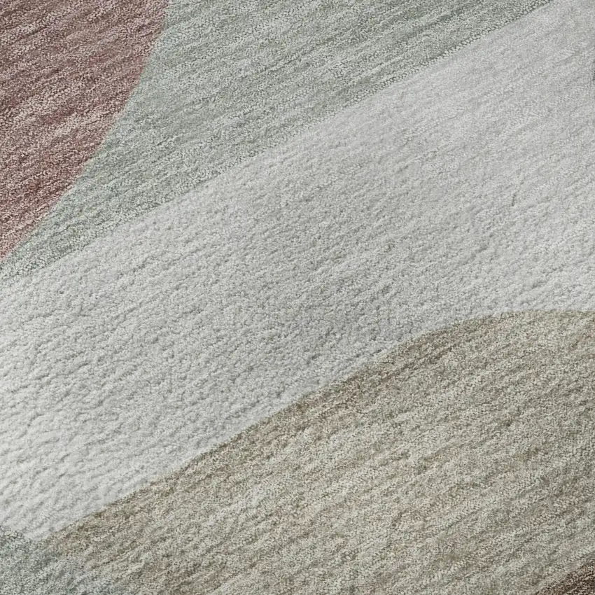 Coffee Mauve And Ivory Geometric Washable Area Rug With UV Protection Photo 9