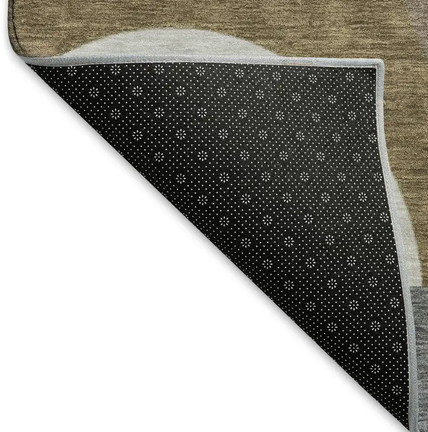 Coffee Mauve And Ivory Geometric Washable Area Rug With UV Protection Photo 6