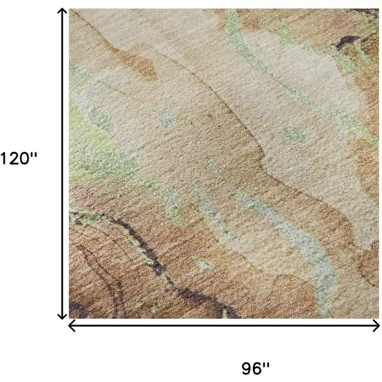 Coffee Mint Green And Beige Abstract Washable Area Rug With UV Protection Photo 9