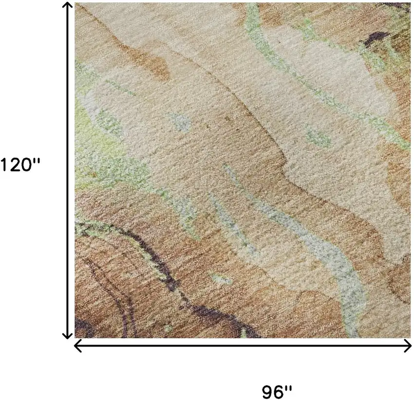 Coffee Mint Green And Beige Abstract Washable Area Rug With UV Protection Photo 9