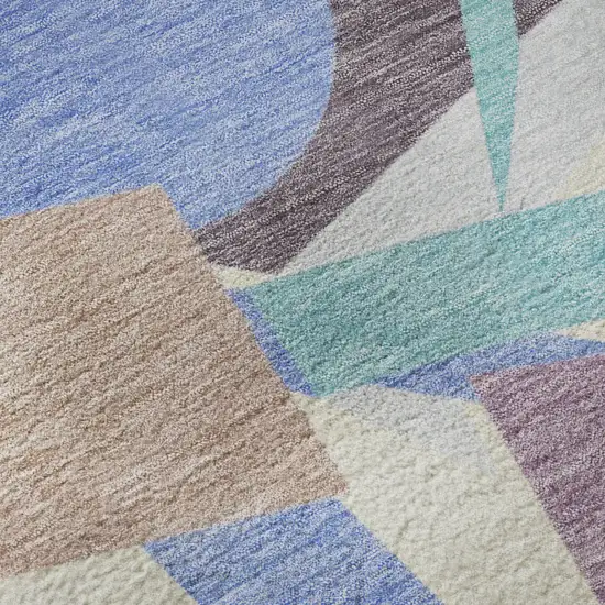 Coffee Purple And Teal Geometric Washable Area Rug With UV Protection Photo 9